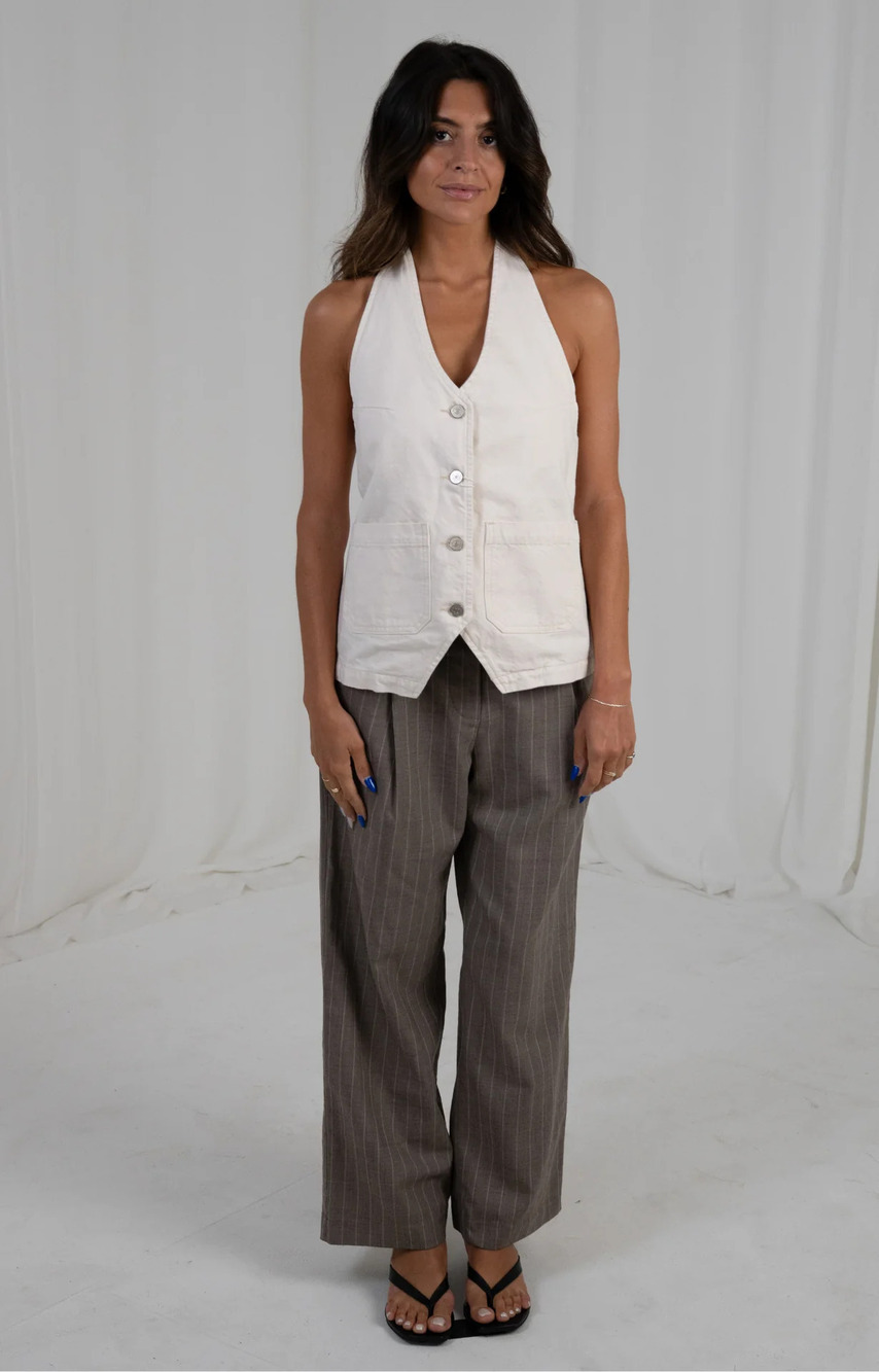 NWT Reformation Brittany Denim Halter Top